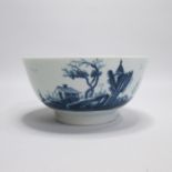 A Worcester Blue and White Bowl painted with The Gazebo pattern Date circa 1758  workman’s mark Size