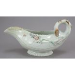 A late eighteenth century porcelain moulded Worcester sauce boat c. 1770. It is of moulded leaf form