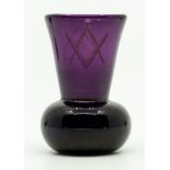 Masonic Interest, a mid 19th Century Bohemian amethyst glass firing glass, engraved with the Masonic