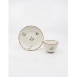 A Pinxton 14 pattern tea bowl and saucer, circa 1800, fluted body, floral sprigs, bowl diameter 8