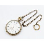 A silver Waltham USA, open faced pocket watch, white enamel dial, Roman numerals, subsidiary