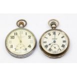 A Orator watch Co precision open faced Military pocket watch, Arabic numbers, subsidiary dial,