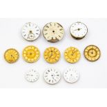 A collection of 18th and 19th Century pocket watch dials and movements including a W. Heath