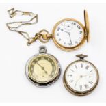 Early 20th Century gold plated pocket watch, mid 19th Century silver pocket watch and a mid 20th