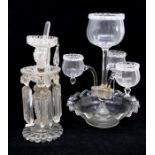 Two late Victorian clear glass table decorations with droplets