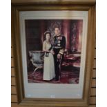 Mounted official portrait of Her Majesty Queen Elizabeth II and His Royal Highness Prince Philip
