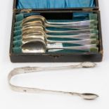 A set of six silver Old English Pattern teaspoons, with sharpened end to bowls for eggs or