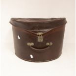 A mid 20th Century faux leather hat box with various compartments to interior, size approx 49cm x