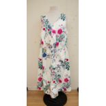 A collection of five sleeveless Monsoon dresses, size 22, including a cotton floral dress with cream