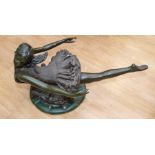 Art Deco style, bronzed-effect resin figure of a ballerina, originally forming the base of a mid