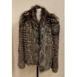 Three fur coats including full length coyote, 3/4 length mink, short swing racoon jacket and an