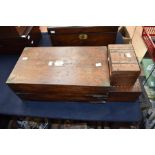 Early Victorian writing box AF, along with two 19th Century inlaid tea caddies/trinket box