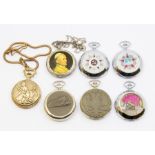 A collection of seven pocket watches to include Russian USSR metal cased pocket watches, railway