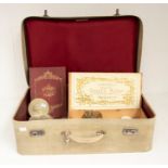 A Vintage Ladies vanity / suitcase containing various vintage make up Yardley, Max Factor with