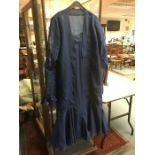 A royal blue chiffon dress with a deep frill, which runs from the thigh fully lined, a long