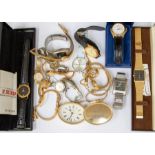 A collection of ladies and gents dress watches to include steel and plated versions, an Art Deco