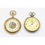 A Gallet open faced pocket watch with stop-watch, the enamel dial with subsidiary seconds and