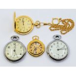 Two chrome cased 'Services' open faced pocket watches, both with subsidiary dials, along with a