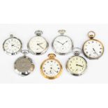 A collection of various open faced pocket watches to include chrome and plated versions such as