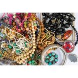 A collection of costume jewellery including various vintage glass and bead necklaces including a