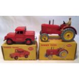 Dinky: A boxed Dinky Toys Massey Harris Tractor 300 and Mersey Tunnel Police Van 255. Tractor is