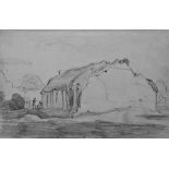 A Cornelius Varley 1781-1873 pencil sketch , an " Irish Cottage"