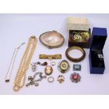 A collection of antique and later costume jewellery