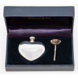 Tiffany & Co- a silver heart shaped scent bottle with funnel, size approx 40 x 40mm, total gross