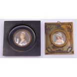 Two 18th/19th cent portrait miniatures of girls, one housed in tortoishell frame, copiuis family