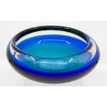 A Murano blue glass bowl, labelled V Nason & Co.,  Provenance  Baroness Boothroyd