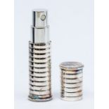 A Christofle Paris silver plated atomiser, ribbed plated case, length approx 80mm, total gross