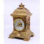 A 19th cent gilt brass French mantle clock