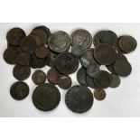 British copper coins, includes two 1797 cartwheel twopenny coins with a quantity of other copper