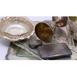 A collection of various Continental 800 Grade silver including trays bowls trophies and cigarette