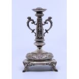 A continental 800 grade silver twin handled lamp base . 300g gross