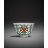 An exceedingly rare imperial Ming style Doucai ‘Baoxiang’ cup, bearing Yongzheng six character mark,