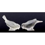 Lalique 'Sparrows' figures in frosted glass (2) Length approx 13.5cm. Both signed R Lalique, France
