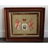 A WW1 interest taphestry and a 1917 Devonshire regiment armorial watercollour