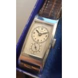 Longines steel wristwatch , duo dial retaining  original box , Circa 1933