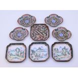 A collection of 18th cent Chinese enamel small serving dishes