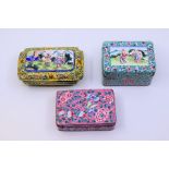 A collection of three Qing dynasty Chinese Canton enamel boxes,