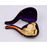 A cased Meerscham pipe Provenance from an Irish 18th century Country house