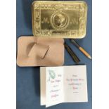 Original Princess Mar 1914 Christmas tin with bullet pencil (with original holder for the pencil)