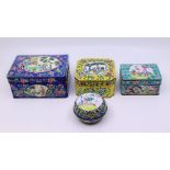 A collection of four Chinese enamel boxes