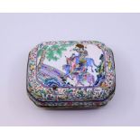 A Chinese enamel box and cover with blue seal mark to base