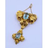 A Victorian gold Aqua marine pendant set  Provenance from an Irish 18th century Country house