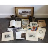 A large collection of items, Rowing interest, Queen Mary Cunard menus, Prints of the Thames, Regatta