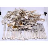 A comprehensive French 800 grade silver cutlery service, knives, forks , strainer, Asparagus server,