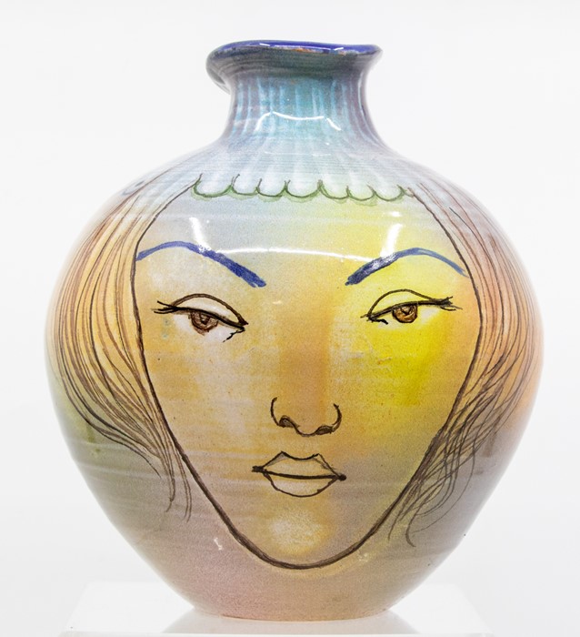 A Cuban Studio pottery vase, painted with male and female portraits signed Drake  Provenance