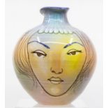 A Cuban Studio pottery vase, painted with male and female portraits signed Drake  Provenance